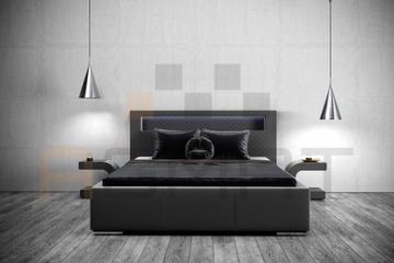 Łóżko Sypialniane tapicerowane + LED Stelaż