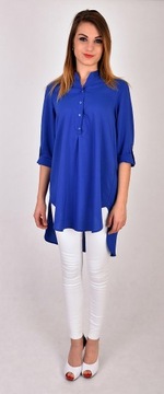 LUŹNA DŁUGA ASYMETRYCZNA KOSZULA pastele R - 54