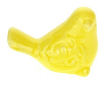 PTASZEK CERAMICZNY ŻÓŁTY FIGURKA SZKLIWIONA 6cm
