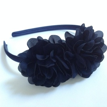 ПОВЯЗКА НА ГОЛОВУ С ЦВЕТАМИ, ТЕМНО-СИНЯЯ, УНИВЕРСАЛЬНЫЙ РАЗМЕР