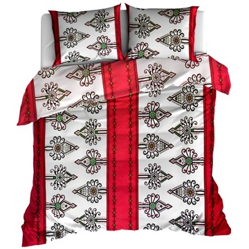 POŚCIEL 150x200 BAWEŁNA 100% GÓRALSKA FOLK CZERWON