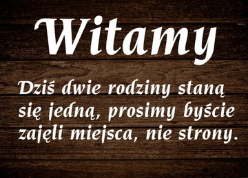Plakat Witamy powitalny 50x70 Gości tablica DESKI
