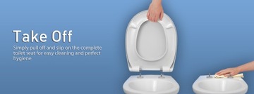 СИДЕНЬЕ ДЛЯ УНИТАЗА С МЕДЛЕННЫМ ПАДЕНИЕМ, СЪЕМНОЕ НА КОЛЕСО АПЛОДИСТОВ