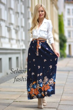 Длинная воздушная хлопковая юбка с цветочным принтом