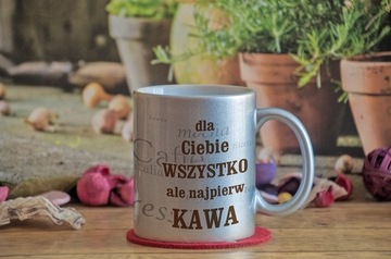 srebrny kubek z Twoim nadrukiem, NOWOŚĆ