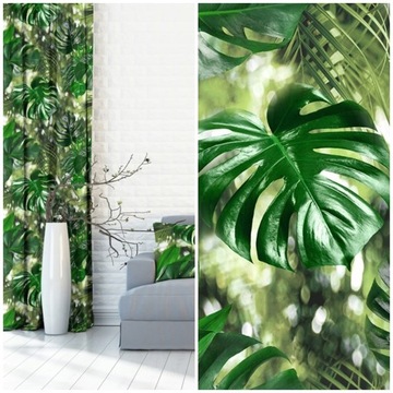 ZASŁONA 3D PAPROCI MONSTERA DUŻE LIŚCIE 150 CM