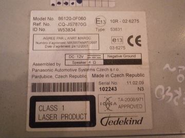 РАДИО CD 86120-0F060 Toyota Verso 09-