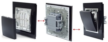 ВЫКЛЮЧАТЕЛЬ СВЕТА СТЕКЛЯННЫЙ ДИММЕР В СТЕКЛЯННОЙ РАМЕ ЧЕРНЫЙ СВЕТОДИОД