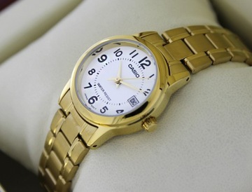 ЖЕНСКИЕ ЗОЛОТЫЕ ЧАСЫ CASIO С ДАТОЙ LTP-V002D-7BUDF + КОРОБКА
