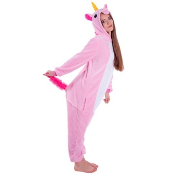 JEDNOROŻEC PIŻAMA Jednoczęściowa Kigurumi Przebranie Onesie S 146-154 cm