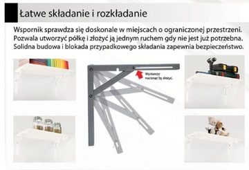 Wspornik blatu półki składany L-200 złoty 100 kg