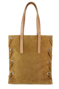 DUŻA WŁOSKA TORBA SHOPPER NA RAMIĘ ZAMSZ CAMEL