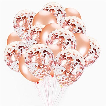 BALONY zestaw z KONFETTI GOLD ROSE różowo złote XL