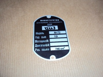 TABLICZKA ZNAMIONOWA RAMA M-72