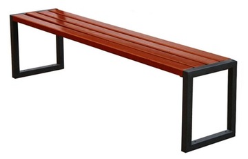 ДЕРЕВЯННАЯ ПАРКОВАЯ СКАМЬЯ БЕЗ СПИНКИ, СТАЛЬ, 180 СМ