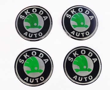SKODA EMBLEMATY NAKLEJKI LOGO KOŁPAKI FELGI 70 mm