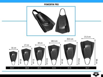 Ласты для тренировок на арене POWERFIN PRO, РАЗМЕР 46-47