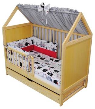 Детская кровать, диван 2-в-1, Ясь, ящик, сосновый домик, 120х60, стандарт ЕС