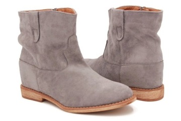 СЕРЫЕ ЗАМШЕВЫЕ КОВБОЙСКИЕ БОТИНКИ НА ТЕХНИКЕ, размер 39