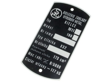 TABLICZKA ZNAMIONOWA SHL M11 175 TYP S32