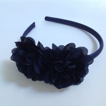 ПОВЯЗКА НА ГОЛОВУ С ЦВЕТАМИ, ТЕМНО-СИНЯЯ, УНИВЕРСАЛЬНЫЙ РАЗМЕР