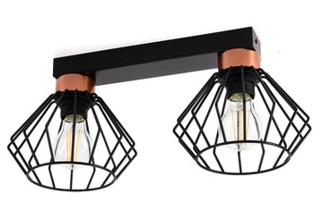Żyrandol, lampa sufitowa 2 klosze druciane loft