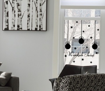 Наклейки на окно со снежинками и снегом 5 см, 18 шт., звезды