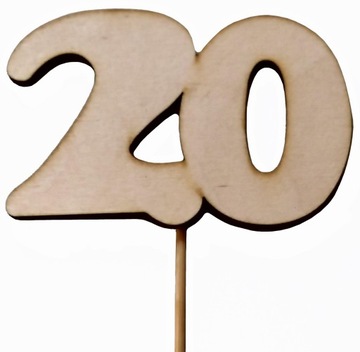 5 szt Cyfra 20 Topper Tort Urodziny Imieniny kolor
