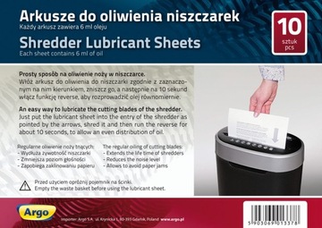 Papier do oliwienia smarowanie niszczarka 10 szt.