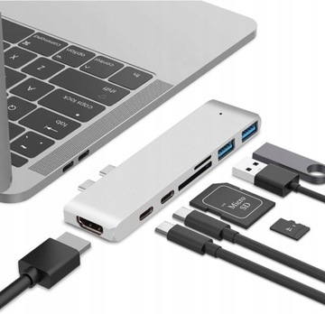 Adapter 7w1 HUB USB-C HDMI 4K SD Macbook Pro / Air