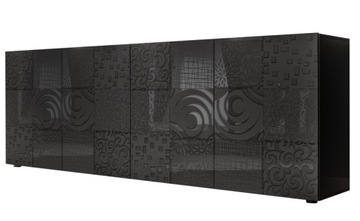 Komoda włoska lakierowana antracyt wysoki połysk wzory 241x84 cm Vernis