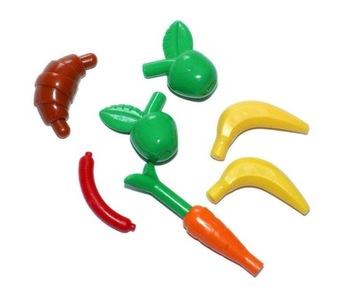 LEGO Jedzenie jabłko banan rogalik parówka marchew