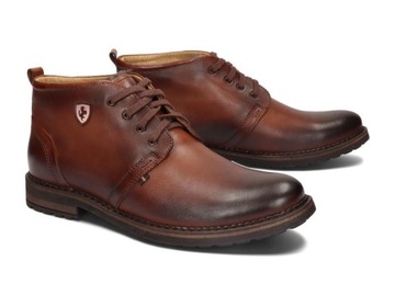 ПОЛЬСКИЕ ЗИМНИЕ БОТИНКИ ИЗ КОЖИ 277 КОРИЧНЕВЫЕ 45