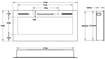 MAJESTIC настенный и встроенный электрокамин, ширина 114 см, с подогревом