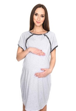 Рубашка для беременных графит/сердечки XL MijaCulture