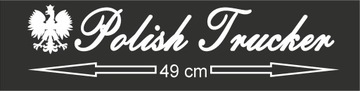 Naklejka POLISH TRUCKER, biały napis, TIR