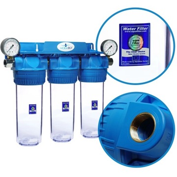 ФИЛЬТР ДЛЯ ВОДЫ 3-СТУПЕНЧАТЫЙ УГЛЕРОДНЫЙ СМЯГЧИТЕЛЬ ПОД РАКОВИНОЙ Карбон с резьбой 1/2 дюйма