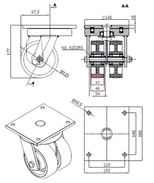 fi 125 ТАНДЕМНЫЕ КОЛЕСА ВЫСОКАЯ НАГРУЗКА 900 КГ