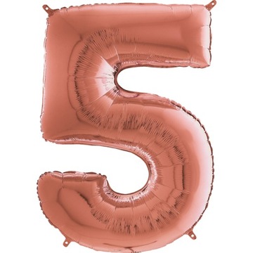 WŁOSKI BALON FOLIOWY NA HEL CYFRA 5 ROSE GOLD 70CM