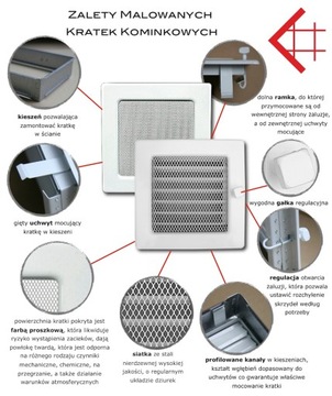 Kratka kominkowa wentylacyjna kremowa 17x17