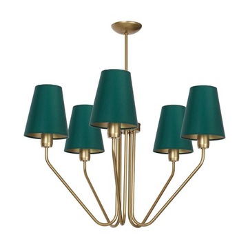Lampa wisząca sufitowa żyrandol mosiądz tkanina