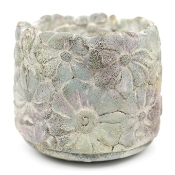 DONICZKA CEMENTOWA RÓŻOWA ZIELONA KWIAT 20x21cm