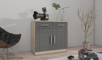 Комод Пати с 3 ящиками Белый/Дуб Сонома. Графит