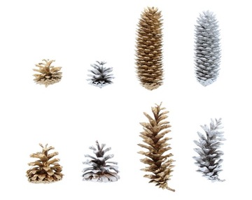 Шишки черные, шишка серебристая, 3 шт.