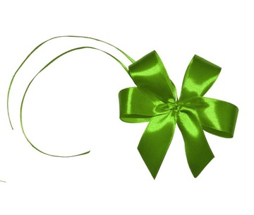 Бантик в горошек, атласная лента - 10 шт.