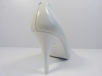Białe czółenka platformie skórzane buty ślubne eleganckie skórzane Sala 39