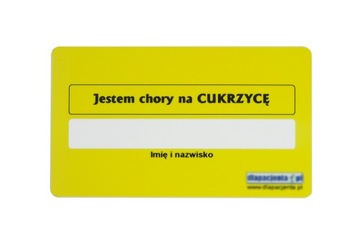 Karta informacyjna Jestem cukrzykiem żółta