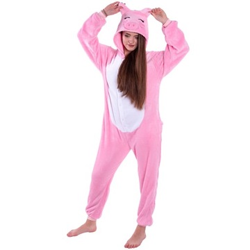 PROSIACZEK PIŻAMA Świnka Kigurumi Onesie Kombinezon Przebranie S 146-154 cm