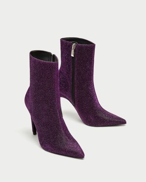 ZARA Блестящие ботильоны на высоком каблуке, размер 37