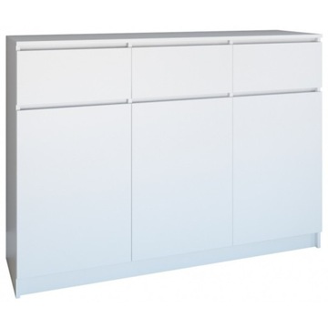 KOMODA SZAFKA 3D3S 120CM BIEL DRZWI SZUFLADY TOP